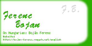 ferenc bojan business card